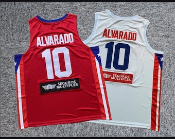 Custom Jose Alvarado #10 Waters #51 Puerto Rico Basketball Jersey Wihte/Red Sewn Custom Names;Youth/Adult Size