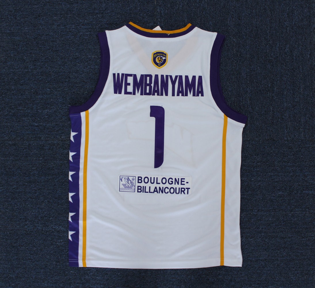 Victor Wembanyama #1 Basketball Jersey White Purple All Stitched France