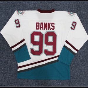 Movie Mighty Ducks Adam Banks Hawks Hockey Jersey Custom 