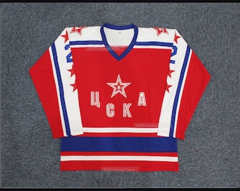 Camiseta de hockey del CSKA Moscú de Viacheslav Fetisov #2 de los años 70, con pespuntes en la parte superior; juvenil/adulto; nombre personalizado