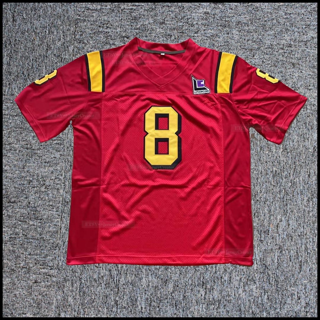 Retro Clark Kent #8 Smallville High School Football Jersey Red All