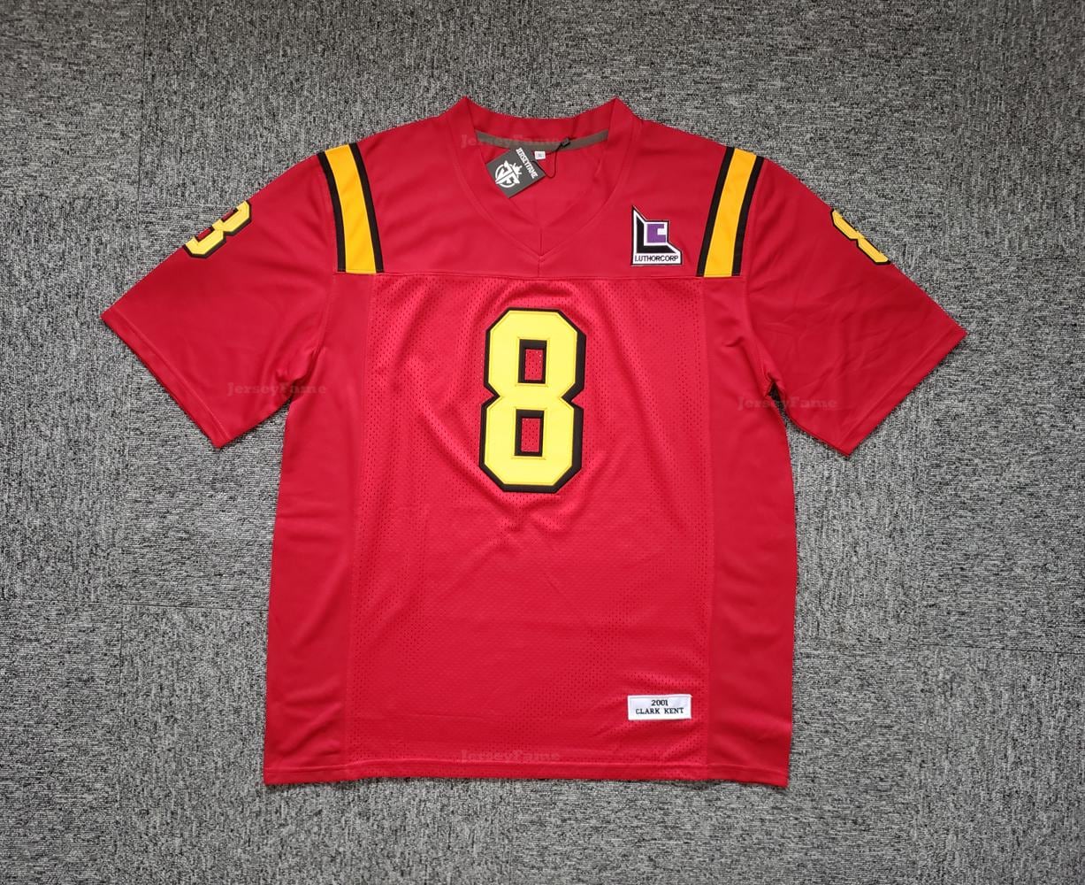 Retro C Kent #8 High School Football Jersey Red All Sewn Custom