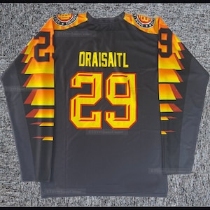 Retro Leon Draisaitl #29 Team Germany Deutschland Hockey Jersey Black/White Printed;Custom Name;Youth/Adult Any Size