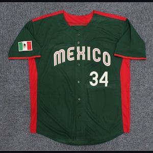 Retro El Toro Valenzuela #34 Team Mexico Baseball Jersey Green Stitched;Custom Any Name;Toddler/Youth/Men Size