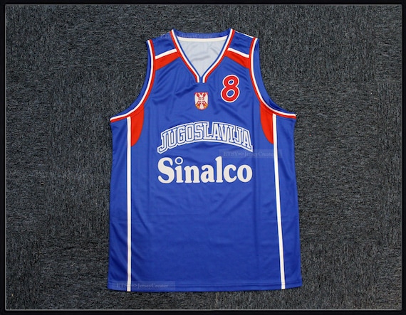Throwback Peja Stojakovic 8 Serbia Yugoslavia Basketball Jersey