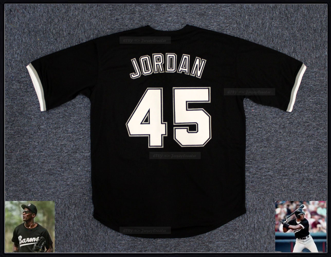 Throwback 1994 Jordan 45 Birmingham Baseball Jerseys Black 