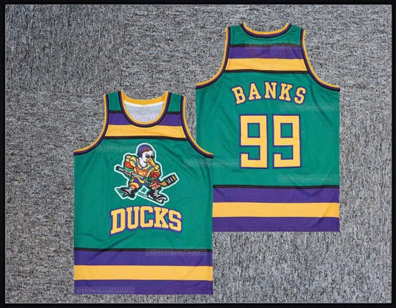 Adam Banks Hawks Black Mighty Ducks Movie Jersey Custom
