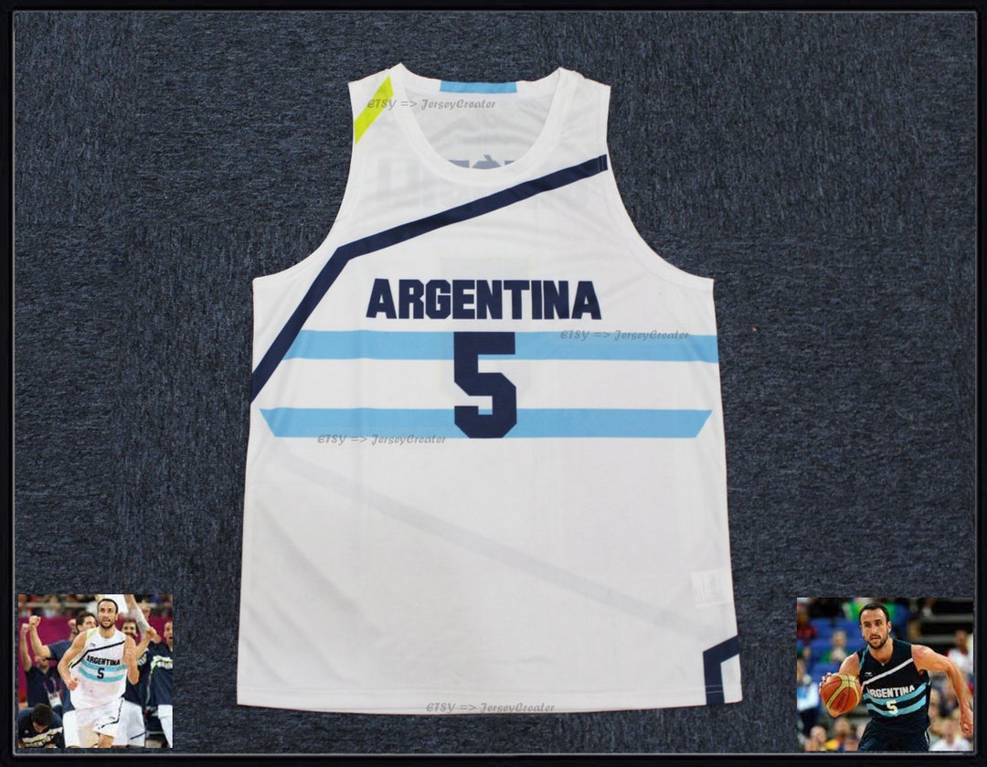 Vintage Manu Ginobili #5 Team Argentina Basketball Jersey;youth
