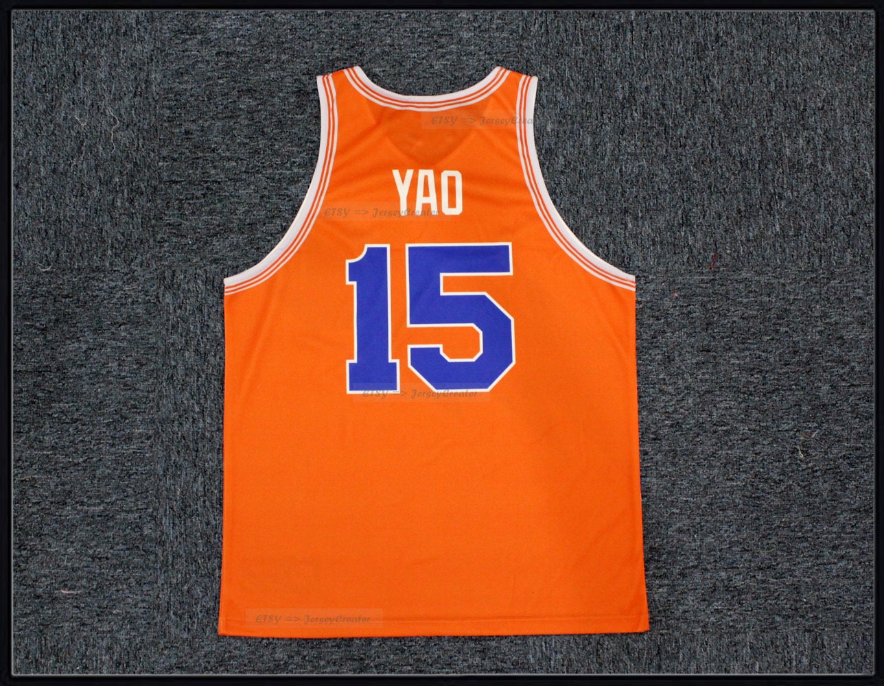 Throwback China Yao Ming #15 Shanghai Sharks Basketball Jersey Blue White