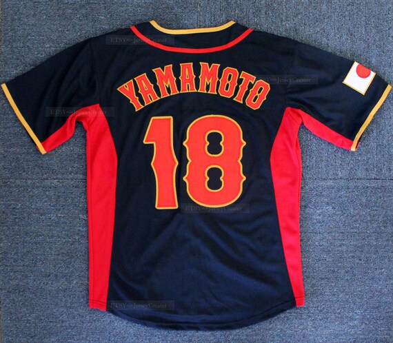 Vintage Yoshinobu Yamamoto #18 Team Japan Baseball Jersey Navy