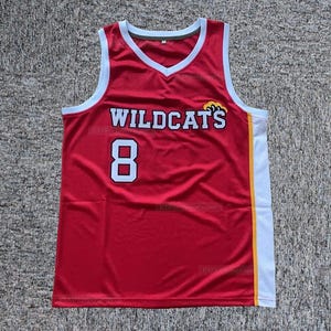 Chad Danforth #8 East High School Basketball Jersey Wildcats Top Sewn Red;Custom Names;Youth/Kids/Adult Size