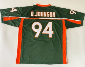 Throwback Dwayne Johnson # 94 Miami Football Jerseys D.Johnson Genähte Trikots Grüne Edition Benutzerdefinierter Name