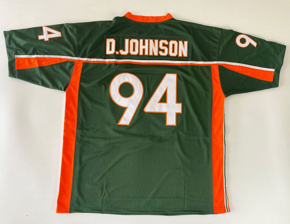 Throwback Dwayne Johnson #94 Miami Football Jerseys D.johnson Sewn