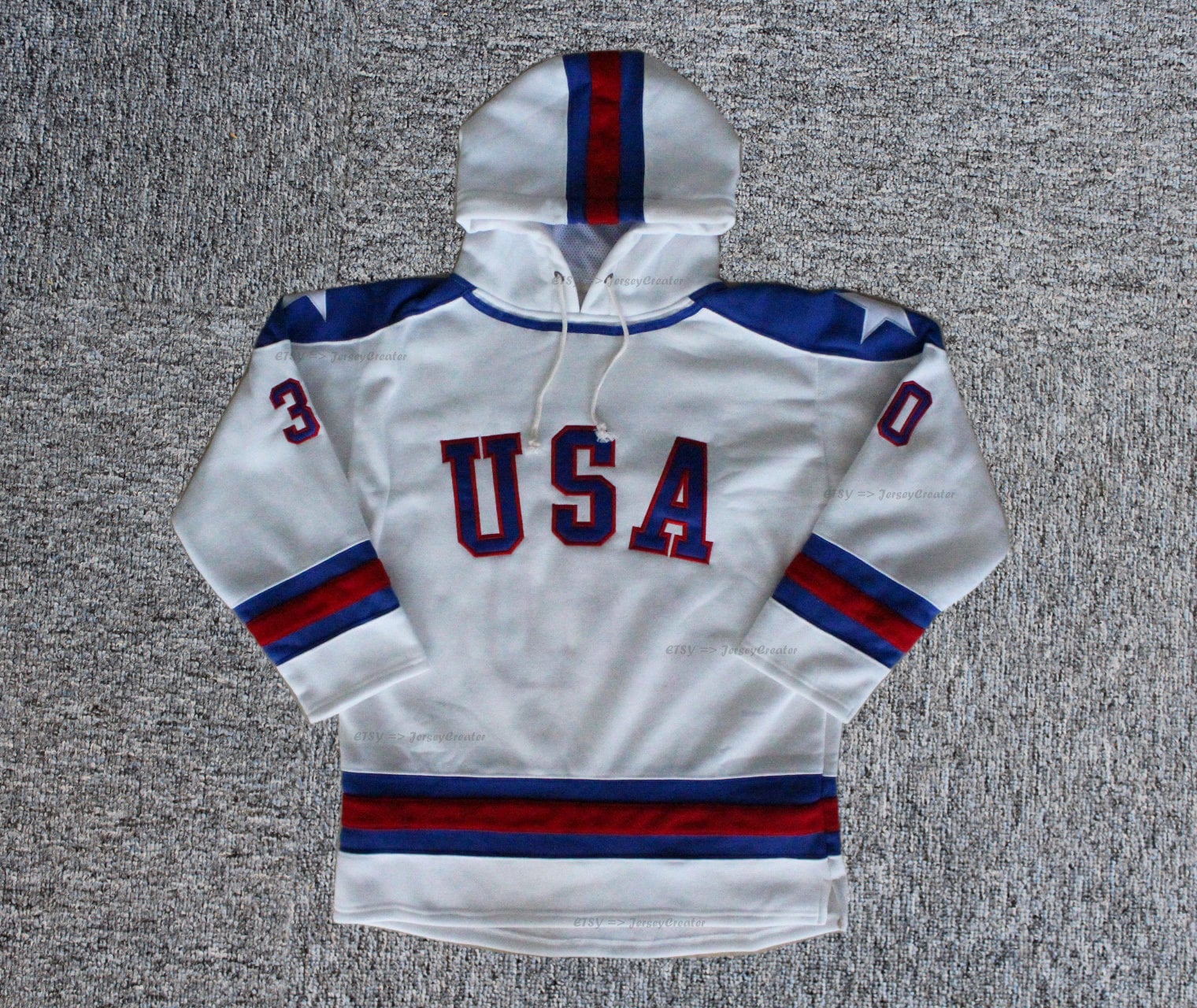 1980 Miracle On Ice USA Hockey Hoodie Sweater Thick All Sewn Cotton Keep Warm Custom Names Youth Men Size