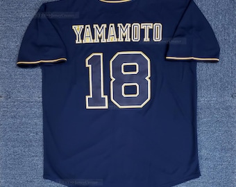 Vintage Yamamoto #18 Orix Baseball Jersey Navy Stitched;custom