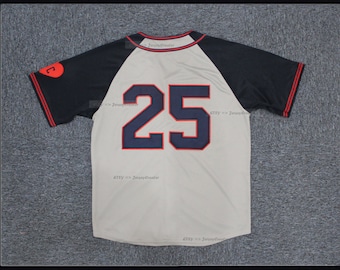 Throwback 1942 Satchel Paige #25 Basebolltröjor Sydda Grå & Röda Anpassade Namn; Throwback Tröja