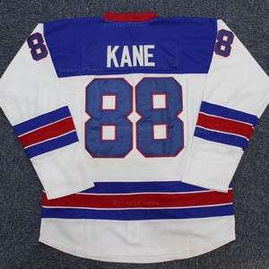 Throwback Kane #88 Hockeytröja USA Vit Hemma;Sydd;Småbarn Ungdom Herr Anpassade Namn