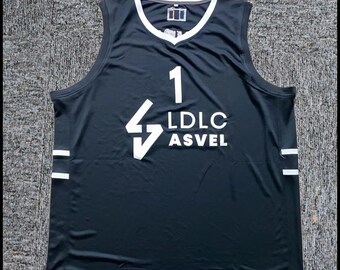 Victor #1 France Ldlc Basketball Jersey Black;top Sewn;youth/kids