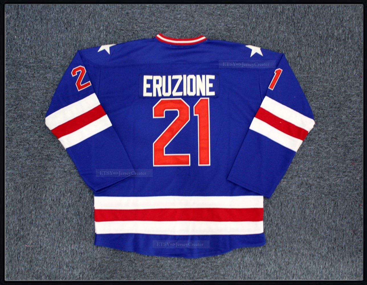 Mike Eruzione #21 Team USA White Hockey Jersey Miracle On Ice Captain C  Movie