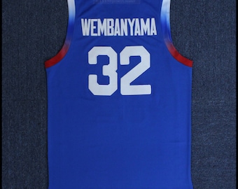 Wembanyama #32 Team France Basketball Jersey Royal Blue;Top Sewn;Youth/Kids/Adult Size Gift Jersey