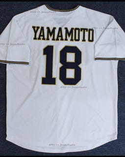 Vintage Yoshinobu Yamamoto #18 Orix Baseball Jersey White Top