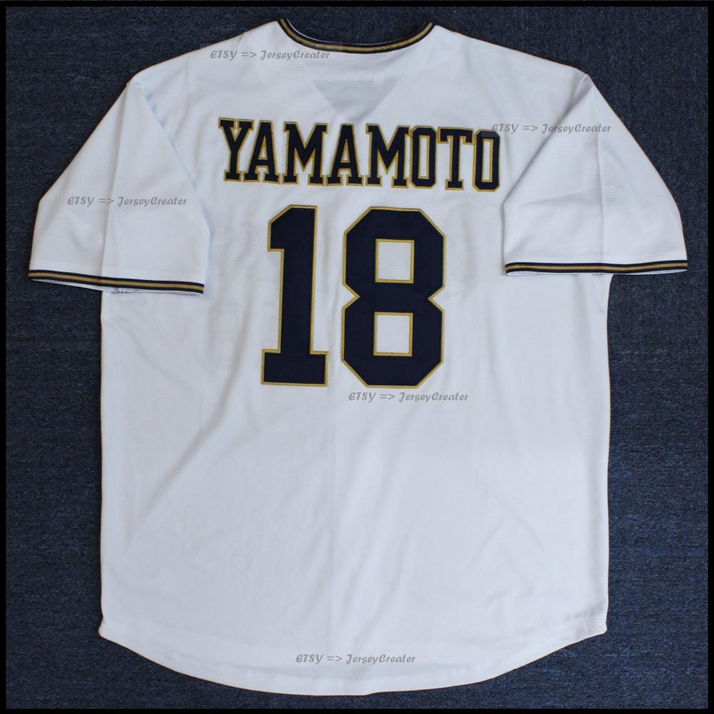 Vintage Yoshinobu Yamamoto #18 Orix Baseball Jersey White