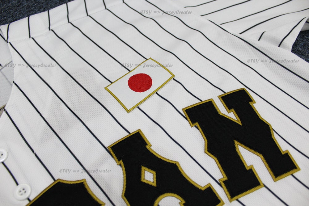 Shohei Ohtani 16 Japan Samurai Black Pinstriped Baseball Jersey