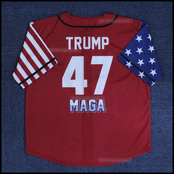 Trump #47 USA Flag MAGA Baseball Jersey Make America Great