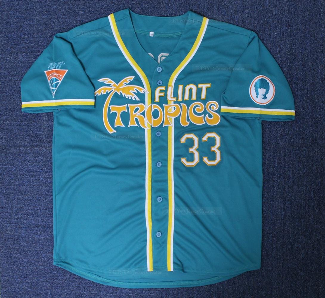 90'S Semi Pro Flint Tropics Jackie Moon #33 Baseball Jersey Sewn