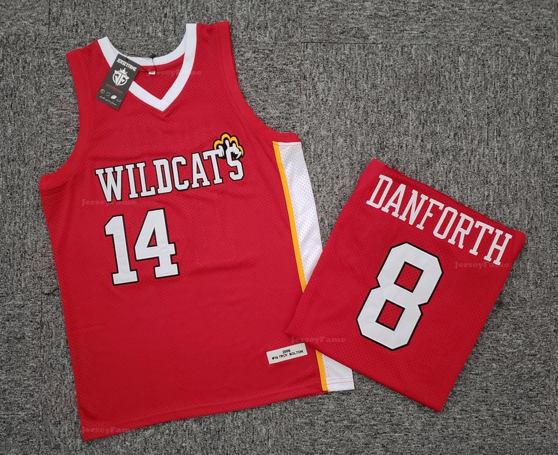 Troy Bolton 14 Chad Danforth 8 East High School Basketball Jersey