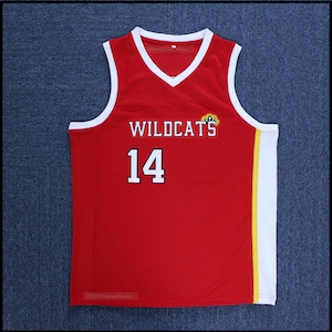 Troy Bolton #14 Chad Danforth #8 East High School Basketball Jersey Wildcats Patch Sewn Red;Custom Names;Toddler/Youth/Kids/Adult Size