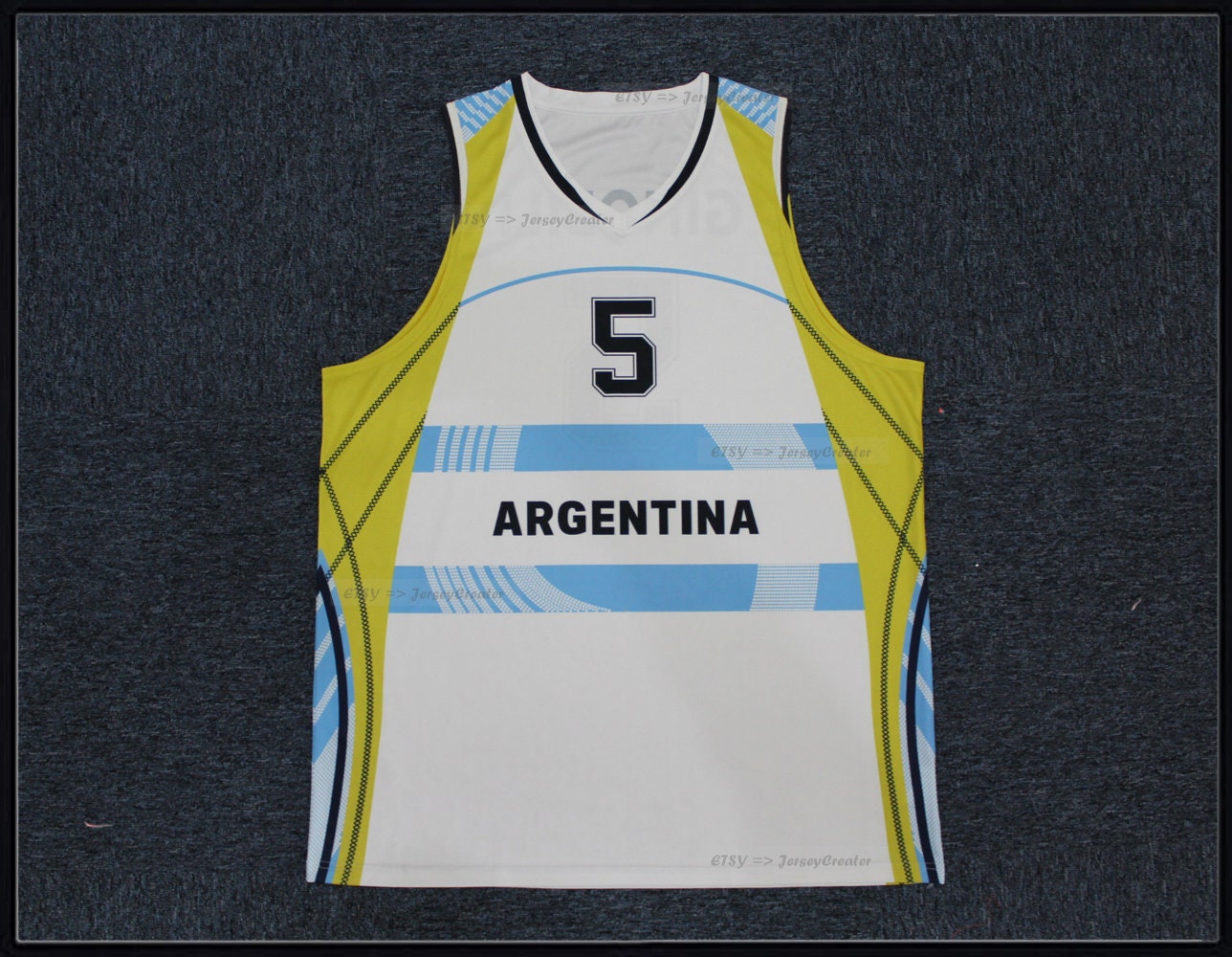 【美品】アルゼンチン代表 バスケットボール ユニフォーム #5 マヌ・ジノビリ 北京ジノビリ＃5アルゼンチン代表バスケットボールジャージ