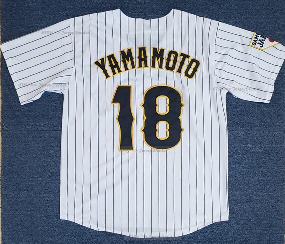 Retro Yamamoto #18 Team Japan Baseball Jersey White Sewn;custom