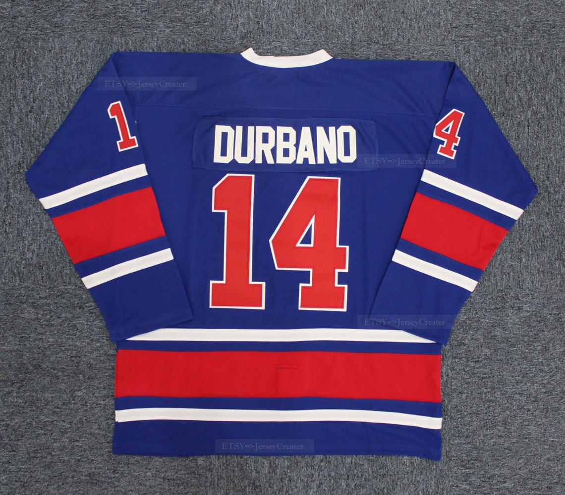 90's Steve Durbano #14 Birmingham Hockey Jersey Blue All Stitched;Youth/Men;Custom Names