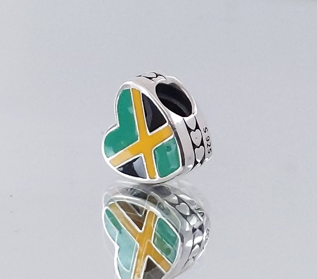 Pandora Jamaica Flag Heartshaped Charm Etsy