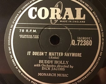 Buddy Holly  78rpm  It Doesn't Matter Any More  1959  Shellac