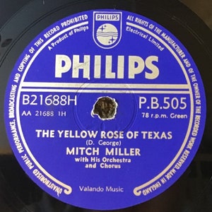 Mitch Miller 78 giri La rosa gialla del Texas 1955 Gommalacca