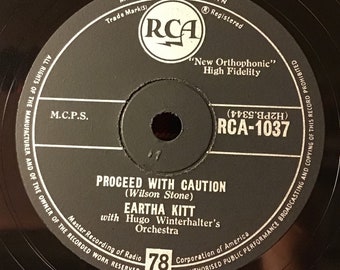 Eartha Kitt 78rpm Proceed With Caution 1958 Schellack