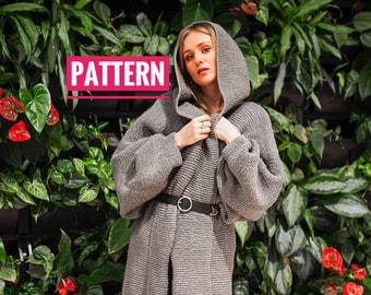PATTERN long cardigan knitting pattern oversized sweaters for women boho hooded cardigan pattern open cardigan gift for granddaughter