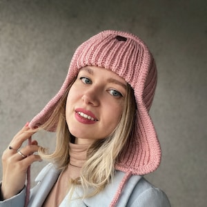 PATTERN knit winter hat pattern hat with ear flaps pattern adult hat trapper hat knit pattern aviator hat pattern gift for granddaughter