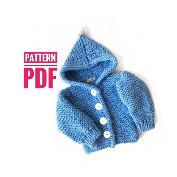 PATTERN kids hoodie cardigan pattern toddler jumper chunky knit sweater pattern child toddler pattern gift for mother in law  Ukraine