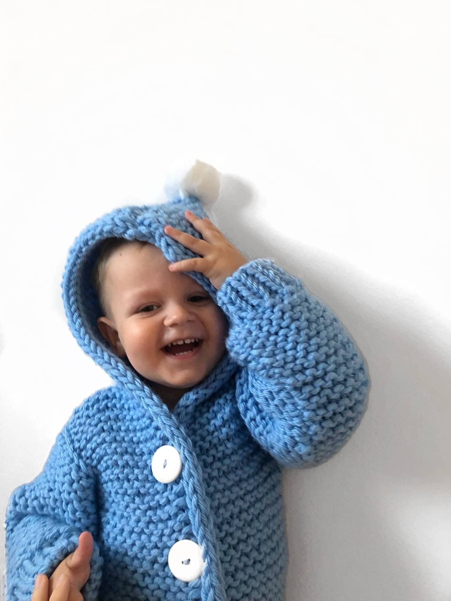 Blue Cardigan Knit Baby Knit Sweater for Boy Hooded Jacket Kids Cardigan With Pom Personalized Toddler Gifts Mom to Be Gift Etsy Canada