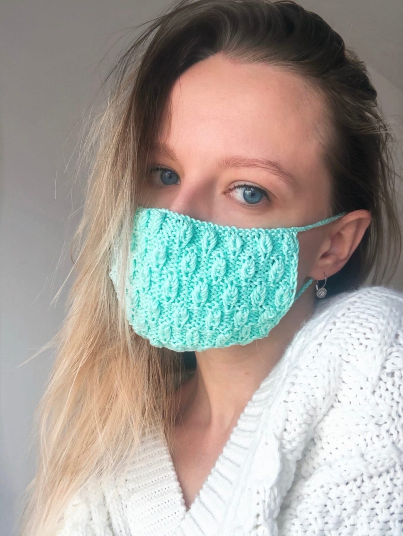 PATTERN leaf knit face mask pattern cotton knitting face mask Etsy
