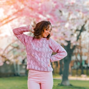 PATTERN Easy filet crochet jumper french mohair sweater wool crochet bridal sweater women fuzzy sweater sexy gift for granddaughter image 3