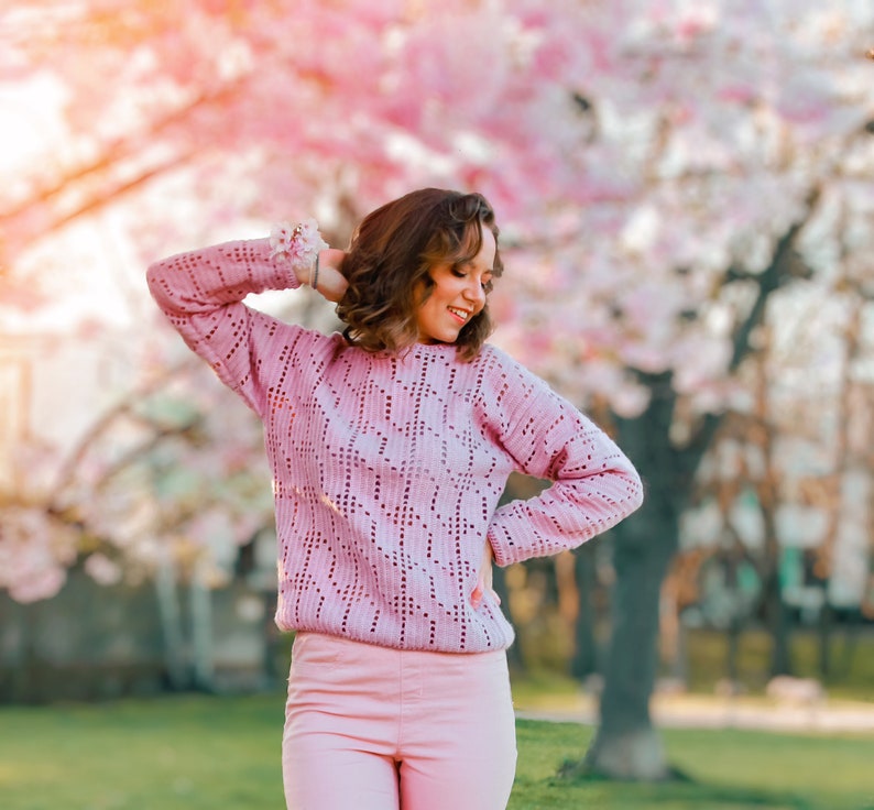 PATTERN Easy filet crochet jumper french mohair sweater wool crochet bridal sweater women fuzzy sweater sexy gift for granddaughter image 3