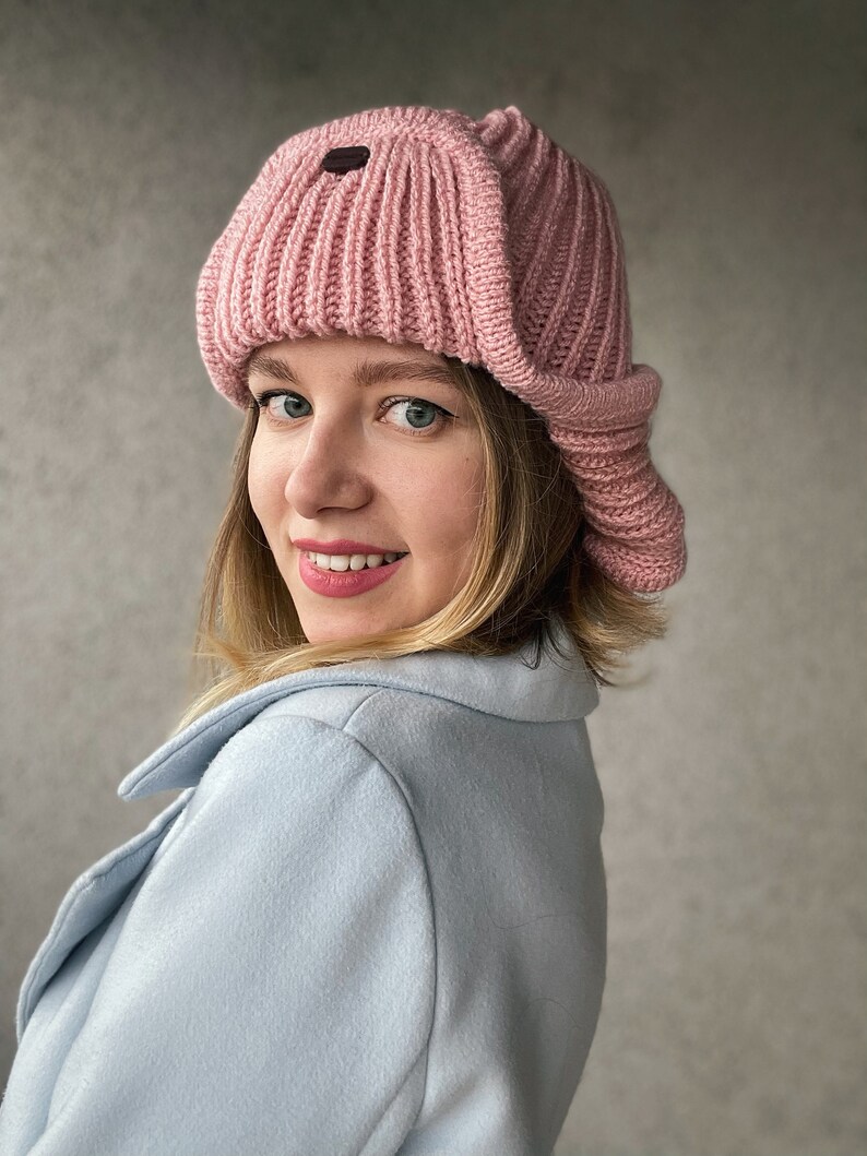 PATTERN knit winter hat pattern hat with ear flaps pattern adult hat trapper hat knit pattern aviator hat pattern gift for granddaughter image 2