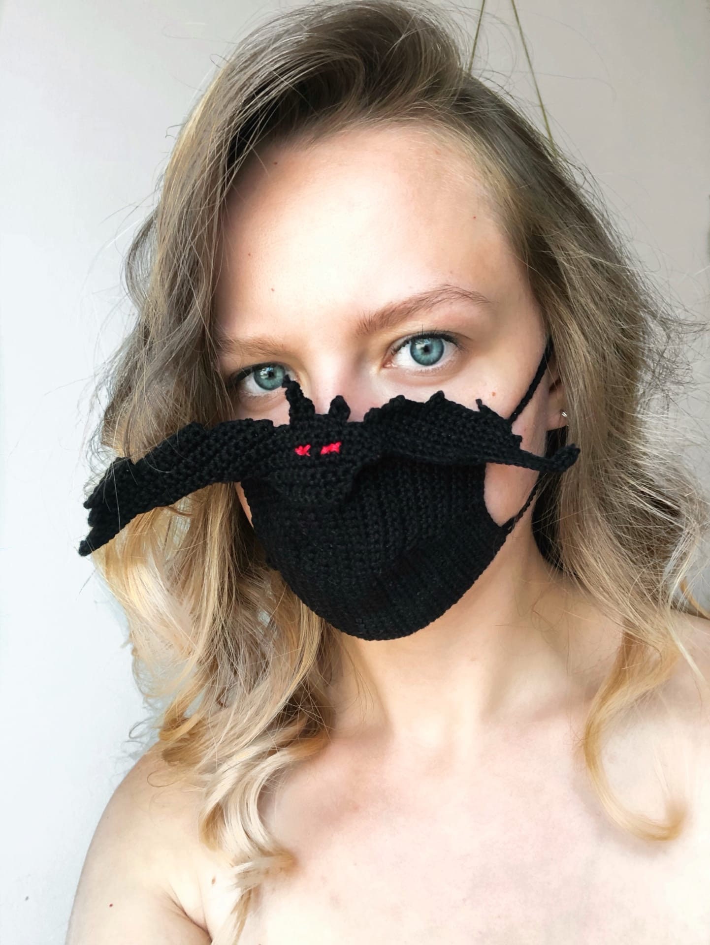 PATTERN Crochet Black Bat Face Mask Pattern Halloween Face Etsy