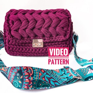 PATTERN purse crochet pattern bag video pattern crochet tassel bag tutorial zig zag puff stitch purse mother to be gift image 1