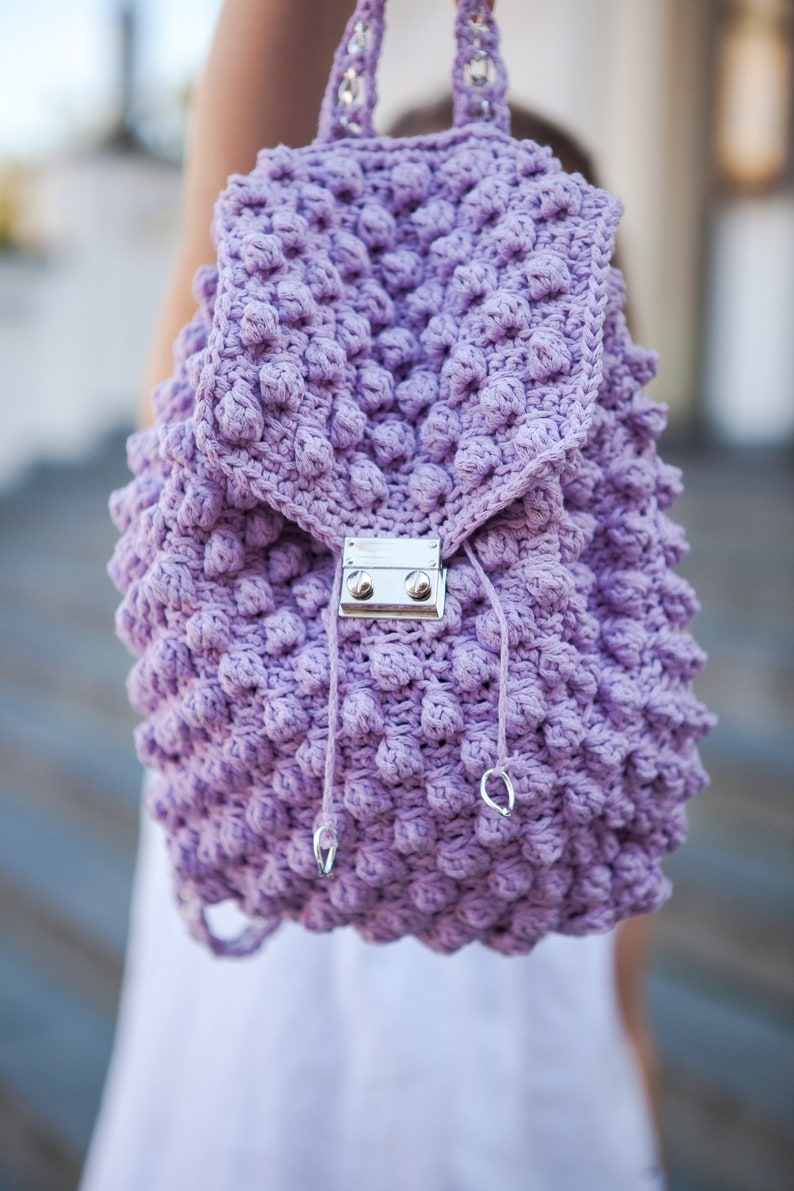 PATTERN Bobble Crochet backpack pattern Cruise backpack tutorial Easy crochet backpack pattern flap crochet gift for granddaughter image 3