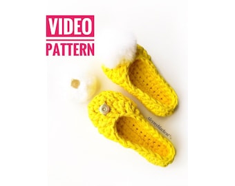PATTERN Video easy crochet slippers pattern slippers crochet slipper pattern washable gift for knitter expectant mom gift Stand With Ukraine
